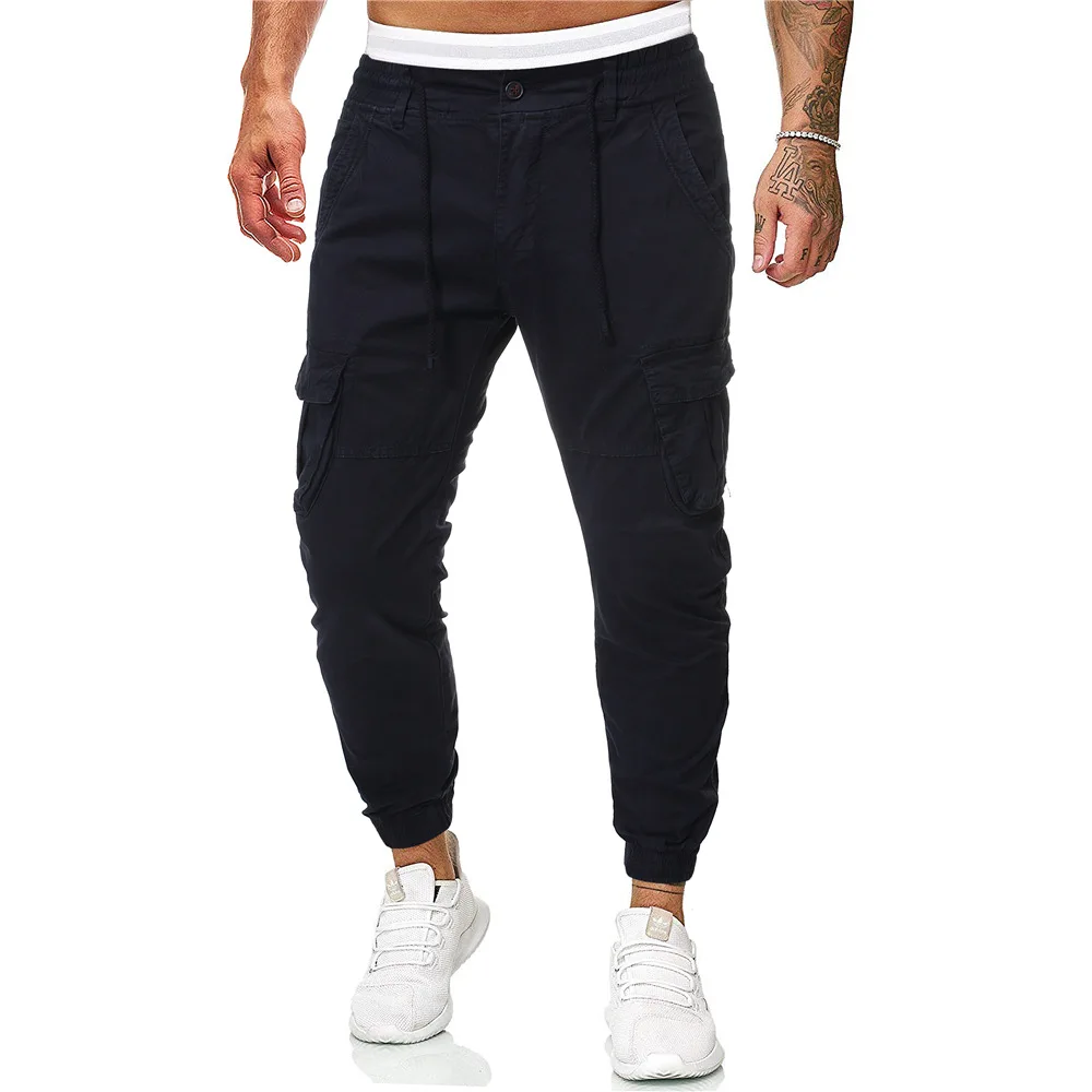 

2019 Autumn And Winter New Style Europe And America Men's Loose-Fit Multi-pockets Hot Sales Casual Solid Color Cargo Trousers An