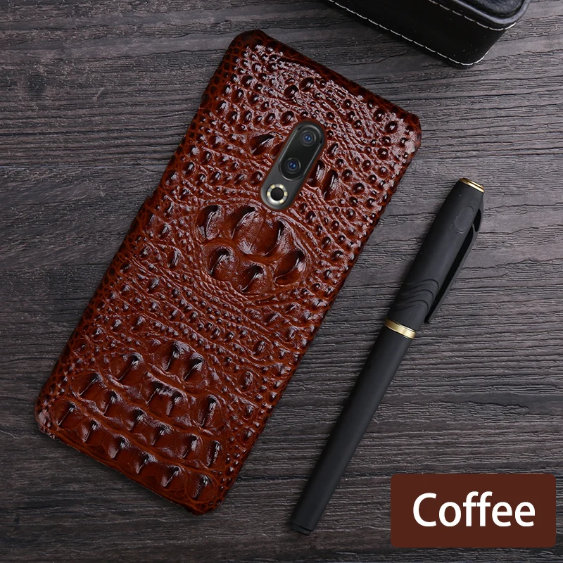 Genuine Leather Phone Case For Meizu 16th Plus 16 16X 17 Pro 7 Plus Cases Luruxy  Cowhide Crocodile Head Texture Back Cover 