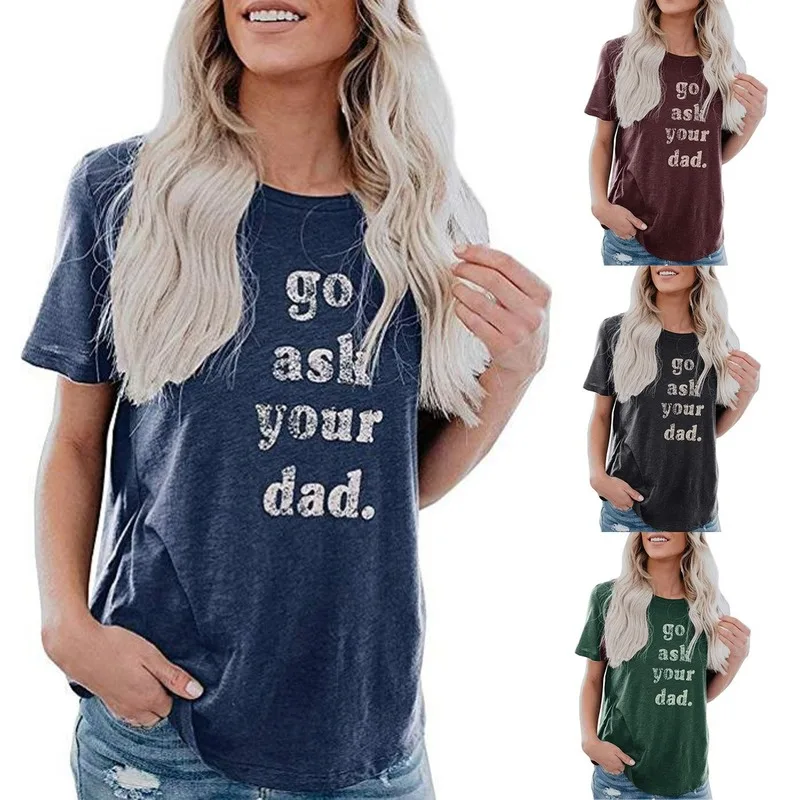 

Ladies Letter Print Solid Color T Shirt Fashion Women Short Sleeve Round Neck Loose Tshirt 2020 Summer Women Tee Shirt Tops