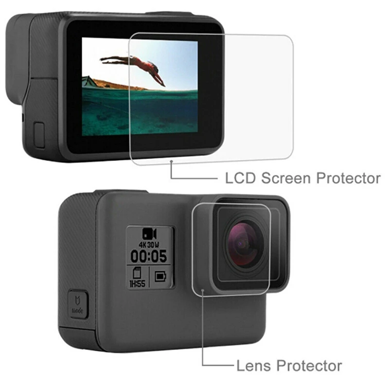 Закаленная пленка для Gopro Hero 7 6 5 аксессуары защитная закаленный экран Go Pro черная