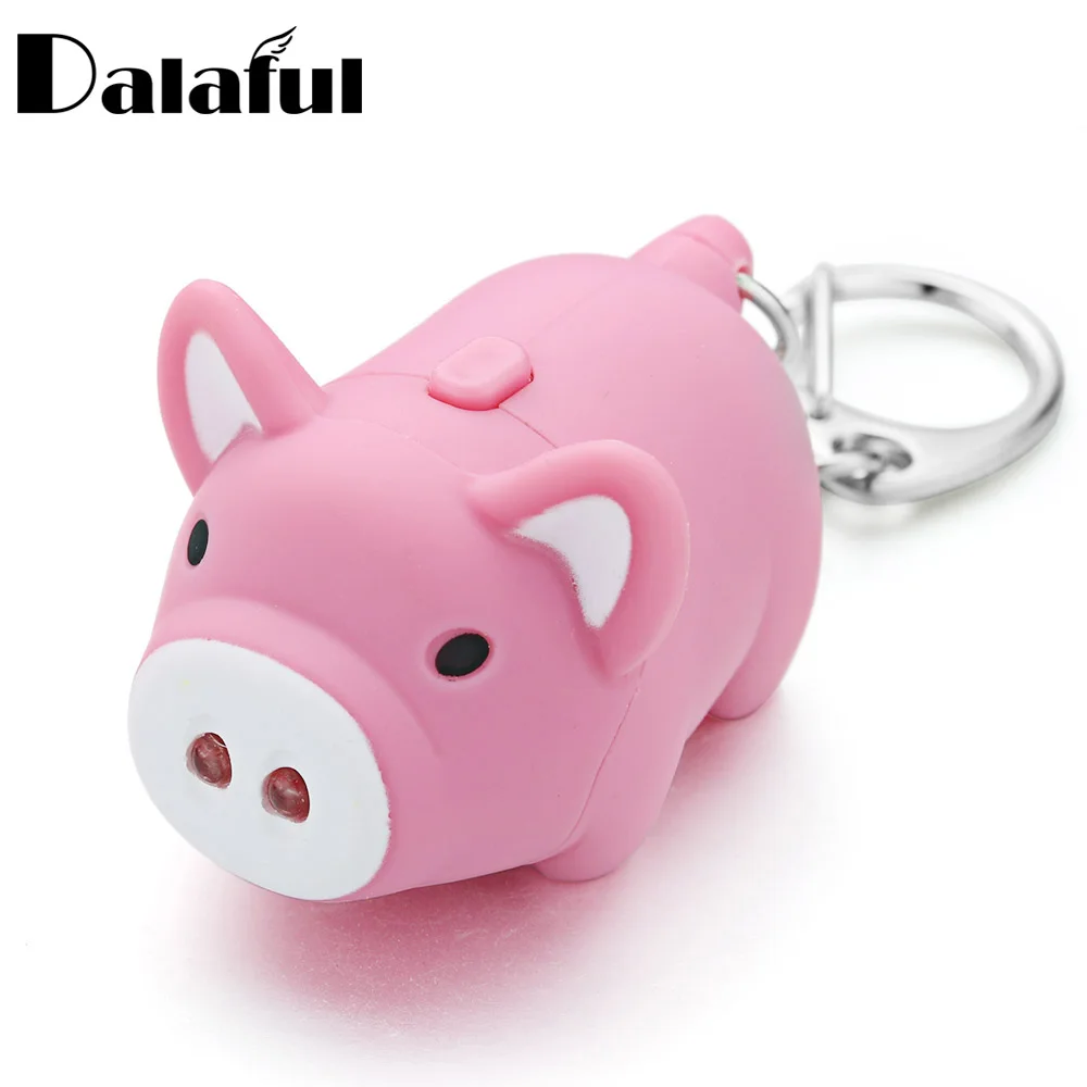 1Pc Cute Cartoon Pig Led Keychains with Sound Flashlight Creative Kids Toys Key Rings Chians Jewelry Child Gift K380 New | Украшения и