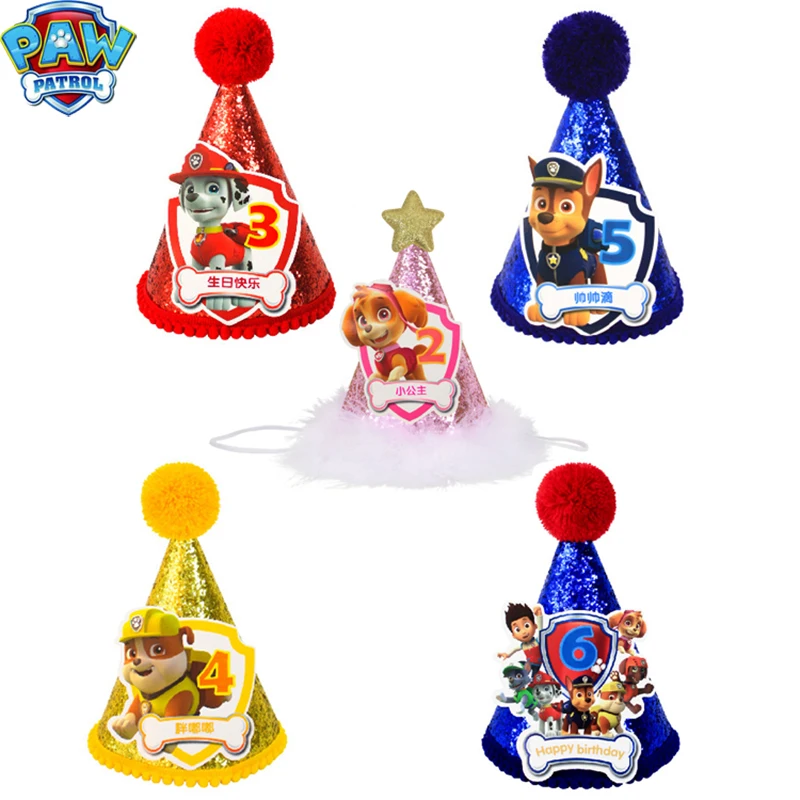 Paw Patrol/вечерние шляпы на день рождения, Аниме фигурки, вечерние украшения для детских игрушек, рождественские подарки 3D64