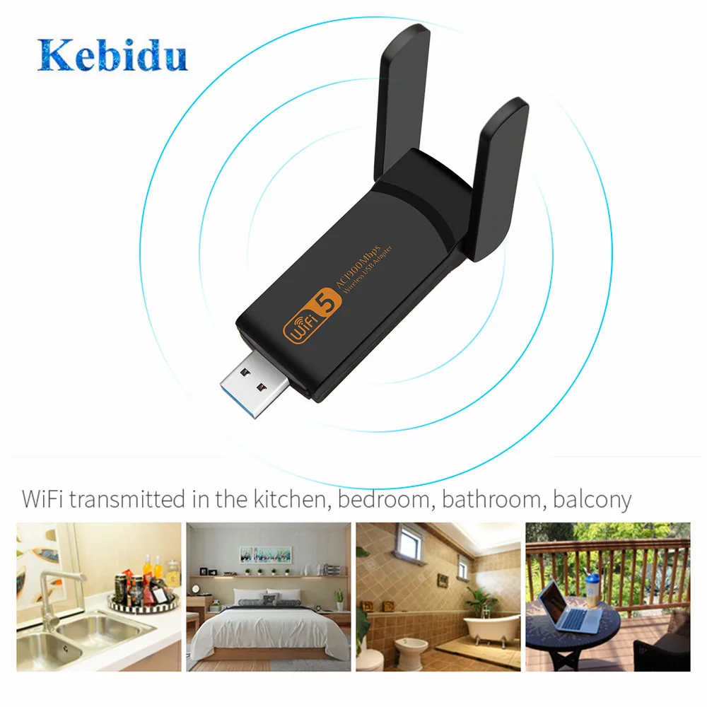 KEBIDU двухдиапазонный 1900 Мбит/с usb wifi адаптер 802.11ac/b/g/n 2,4 ГГц+ 5,8 ГГц Wi-Fi ключ компьютер AC сетевая карта USB 3,0 антенна