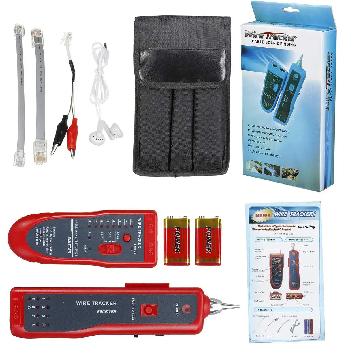 Ethernet LAN Сетевой кабель тестер UTP STP RJ11 RJ45 Cat5 Cat6 телефонный провод трекер Tracer тонер детектор линия Finder