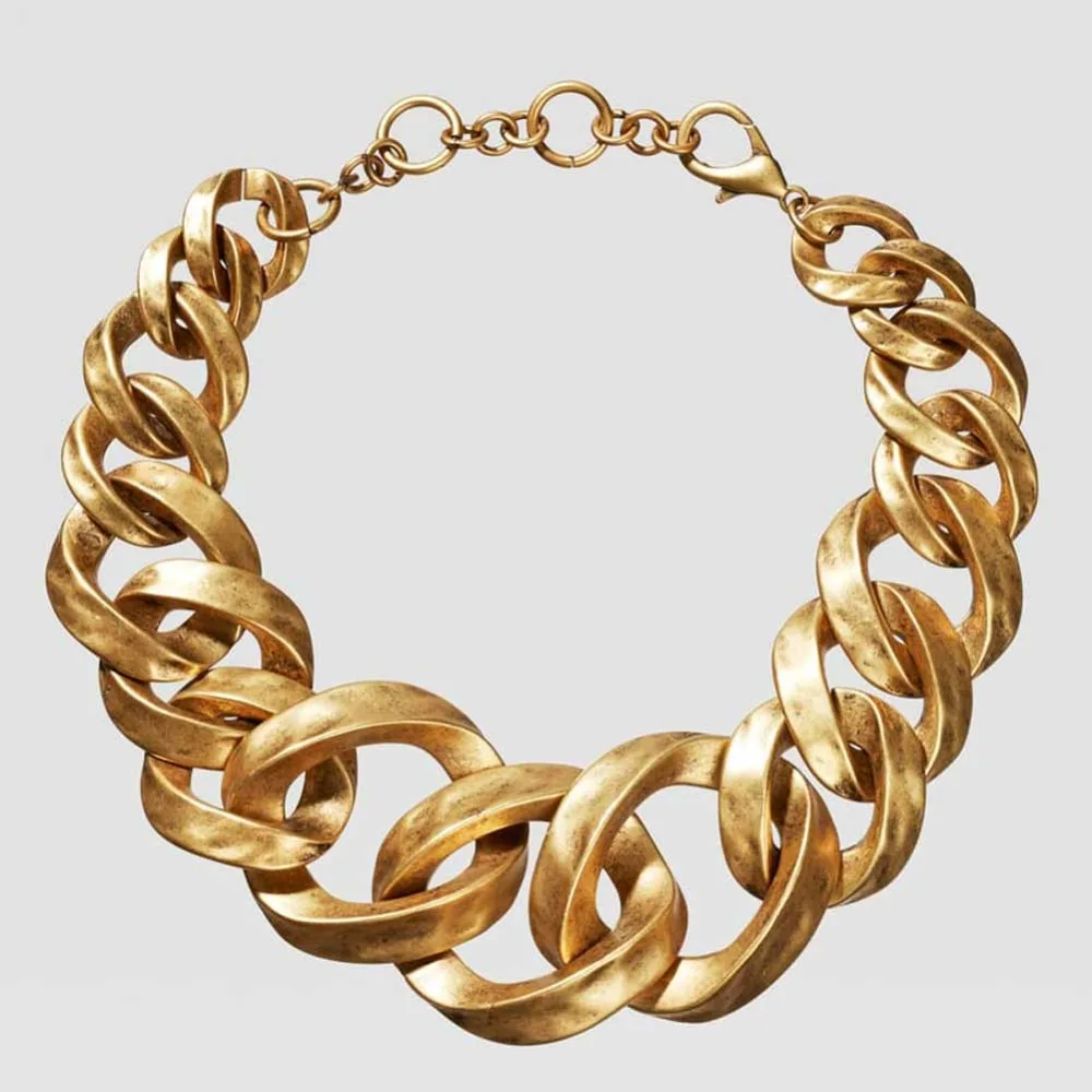 Трендовое Новое винтажное ожерелье ZA для женщин золотого цвета, металлическое колье, ювелирные изделия, очаровательные рождественские подарки, вечерние ожерелья