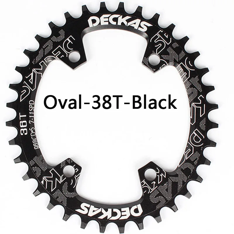 DECKAS 32 T-38 T 104bcd MTB велосипедная цепь узкий широкий Овальный шатун Болты для велосипеда - Цвет: Oval-38T-Black