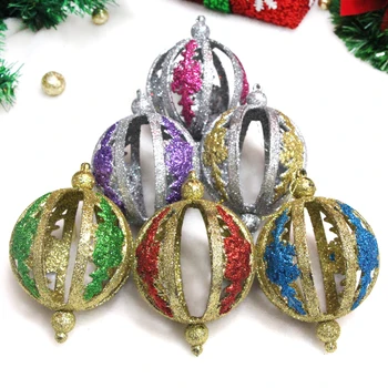 

Christmas decoration gold powder two-color Christmas ball hollow flower ball Christmas tree bar KTV scene set pendant.