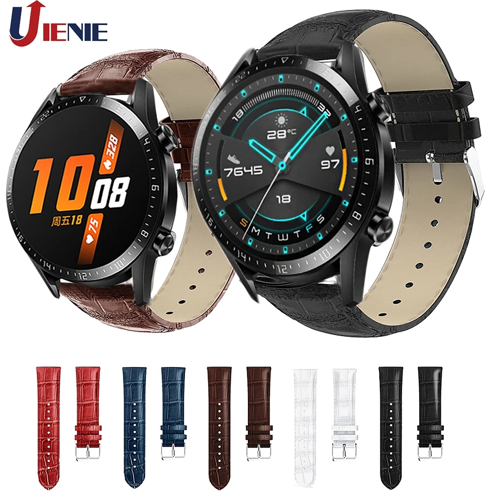 Ремешок кожаный для Huawei Watch GT 2 42 мм 46 браслет смарт часов Honor Magic Active 22