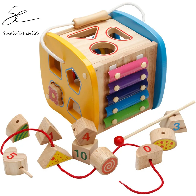  Multi-function Shape Box Toy Contains Xylophone Abacus Assembly Building Blocks Baby Early Head Sta