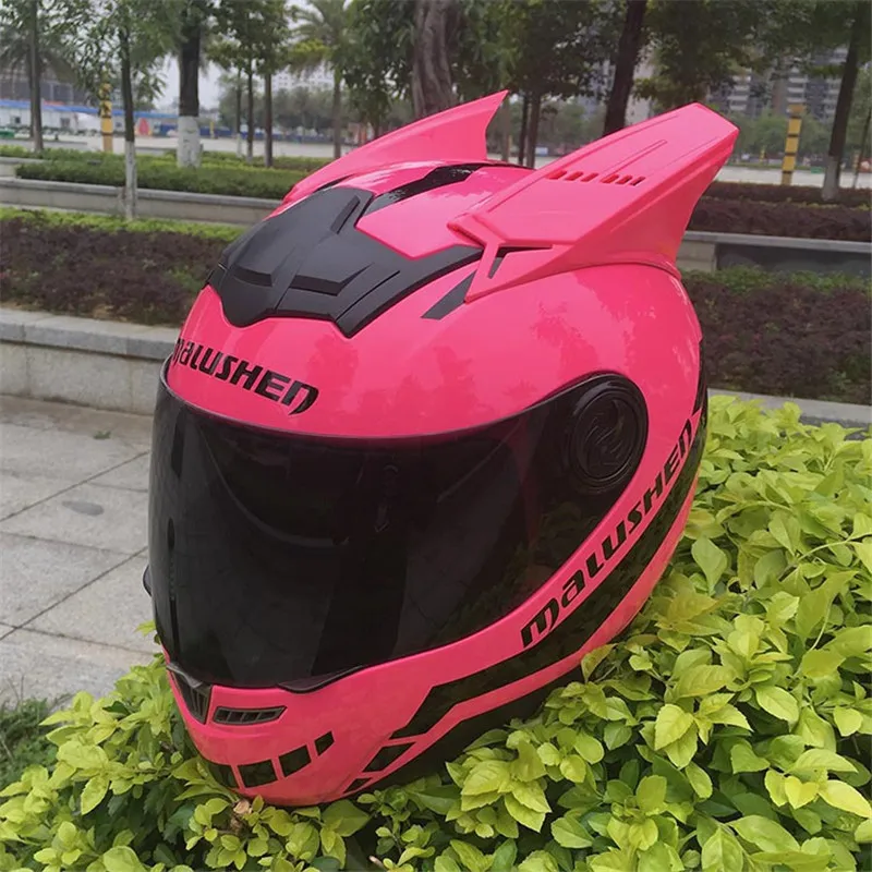 

Motorcycle Helmet Women child motorcross equipment protect Cat Helmet Personality Full Face Motorcross Helmet with Googles
