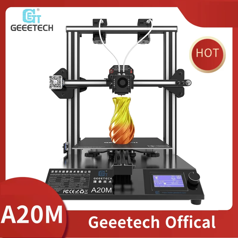 GEEETECH A20M 3D Printer 2 in 1 Mix-Color Printing Integrated Building Base & Dual extruder Design and Filament Detector dikale 3d pen led screen diy 3d printing pen pla filament creative toy gift for kids design drawing 3d printer pen drawing stift