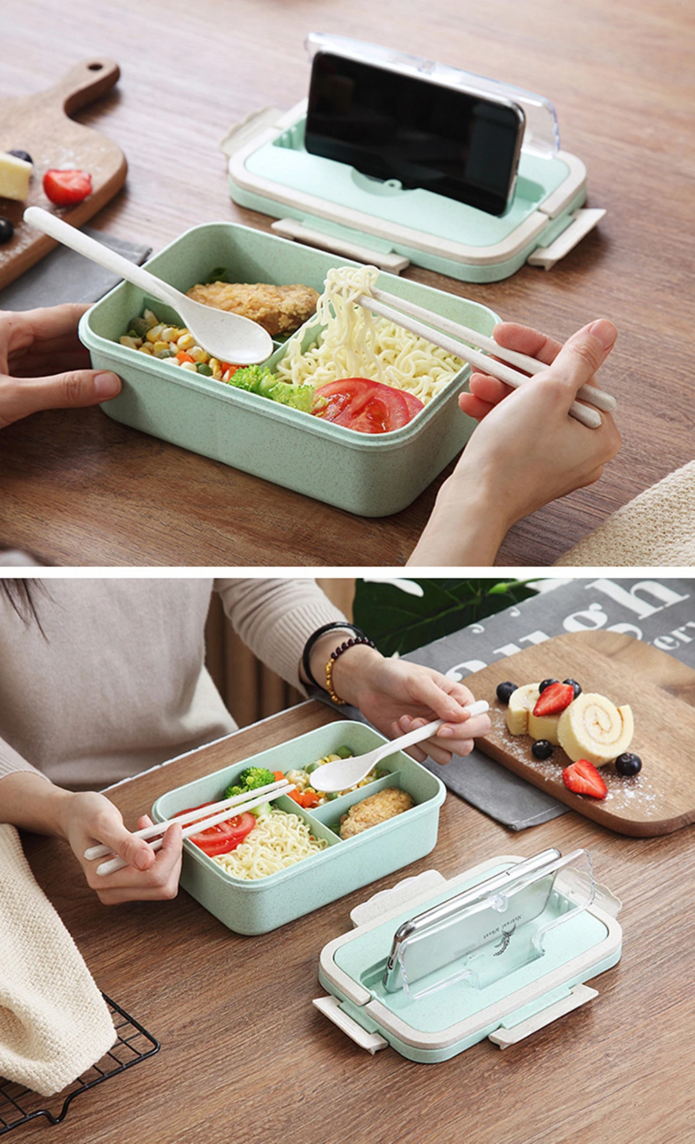 Ланч-бокс из пшеничной соломы Bento box Портативный экологически чистый микроволновая печь контейнер для хранения для Детей школьников