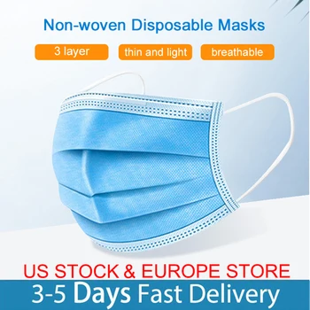 

50pcs Disposable Mask Non Woven Face Mouth Mask 3 Layer Face Mask Masks Elastic Earloop Breathing Mask Filter White Mask
