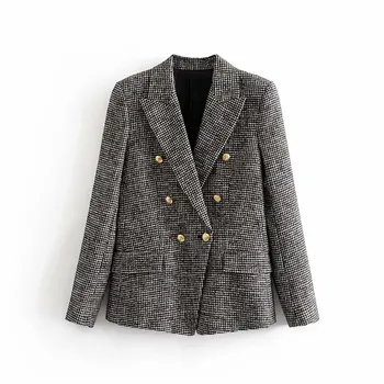 

New retro double-breasted suit jacket double-breasted suit woolen jacket women fashion casual jacket