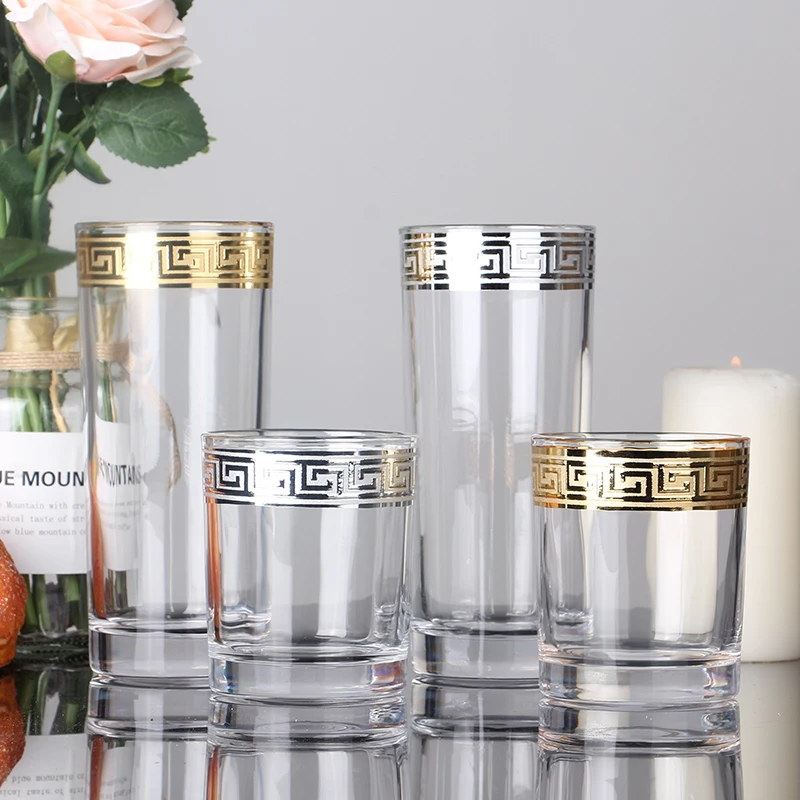 European Style Crystal Glass for Wine, Red Wine Glass, Dining Table, Household Water Glass, Gold Rim, Brandy Champagne Glass