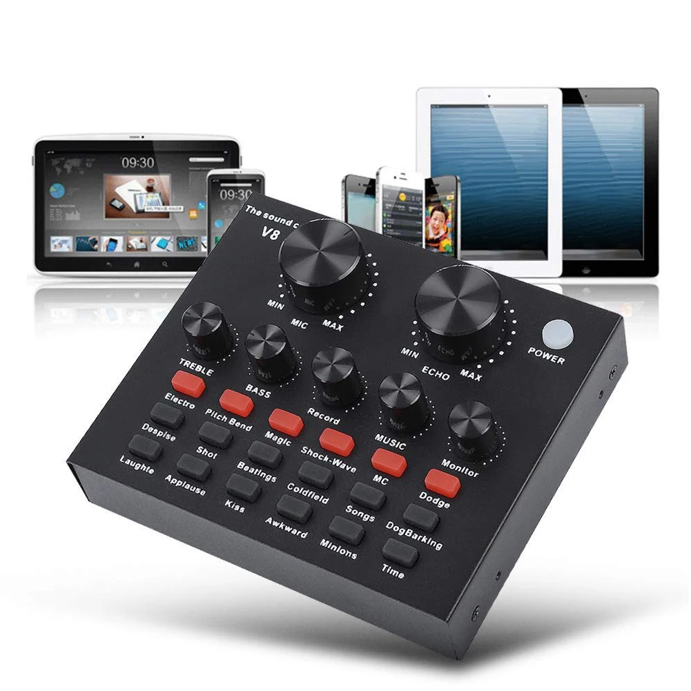 

V8 Computer Recording Headset Microphone External USB Audio Karaoke Singing Home For Mobile PC Sound Card KTV Live Broadcast