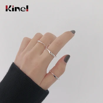 

Kinel 925 Sterling Silver Twist Ring Ladies Minimalist Stackable Fashion 14k Gold Jewelry Silver 925 Wedding Party Ring Korea