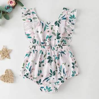 

Emmababy Newborn Baby Girl Clothes Sleeveless Ruffle Flower Print Romper Jumpsuit One-Piece Outfit Sunsuit Summer Clothes