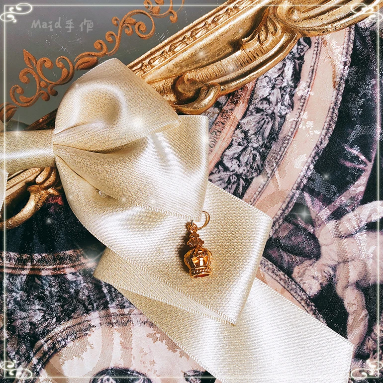 Сладкий головной убор ручной работы большой бант Hairband KC великолепное оголовье Лолита корона кулон дизайн милый Золотой Серебряный