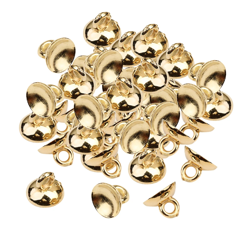 

200 Pieces Plastic Half Round Bell Shape Beads Cap Pendant End Caps with Loop Jewelry Making Findings