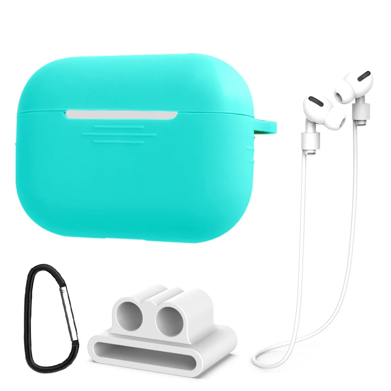 Идеальный чехол для airpods 2 3 skins для Apple airpods pro Air pods 3 2 Наушники защитный чехол для airpods pro Чехол аксессуары - Цвет: 3 Mint Green set