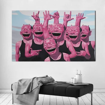 

Wall art Posters Figure Painting Yue Minjun Laughing Man Modern Canvas Painting Wall Art For Living Room Home Decor Unframed
