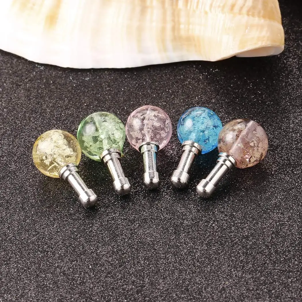 New Round Ball Design Luminous Headset Dust Plug 2cm/0.8inch Decoration Pierced For Cellphone