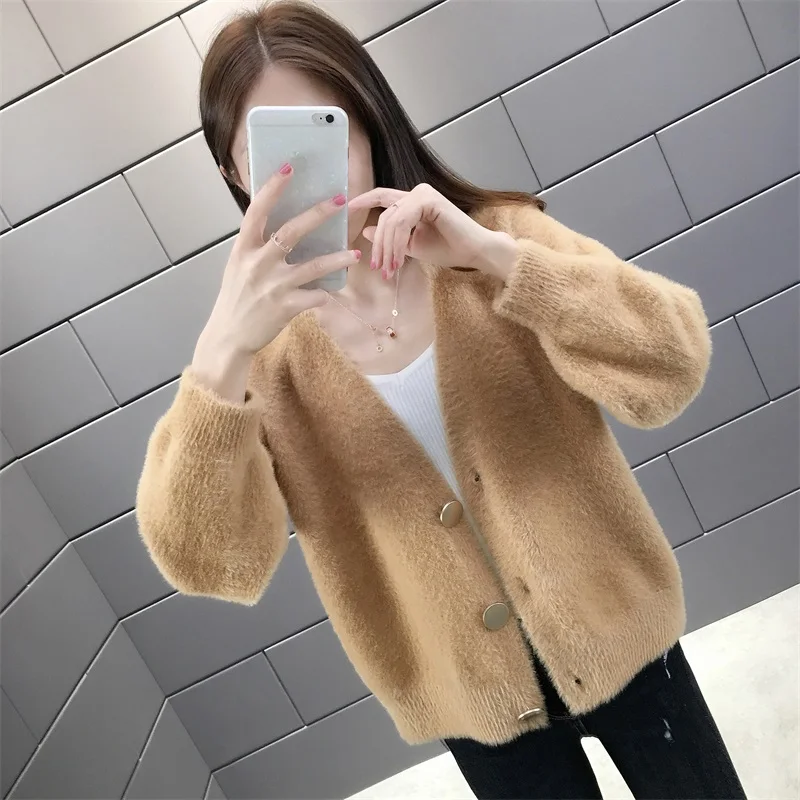 Кораллово-Красный 571549(№ 5, dongfangupstairs) продукт, норковый вязаный реглан, женский кардиган, свитер для осени и зимы 2019ff - Цвет: Кораллово-Красный