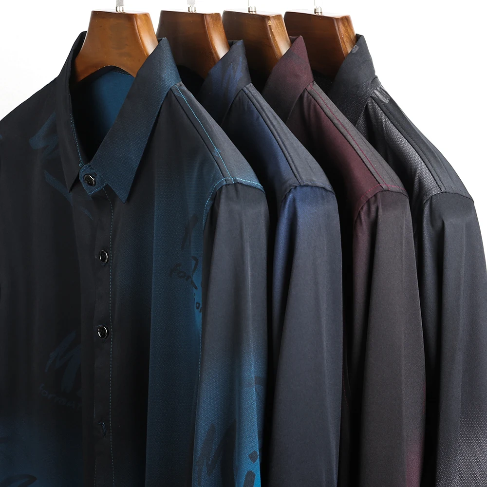 brand designer letter mens shirts for men clothing korean fashion long sleeve shirt luxury dress casual clothes jersey 8211