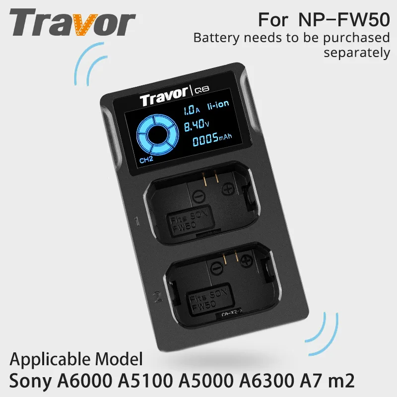 Travor светодиодный дисплей USB разъем для камеры зарядное устройство двухканальный цифровой камеры зарядное устройство sony A6000 A5100 A6300 A7M2