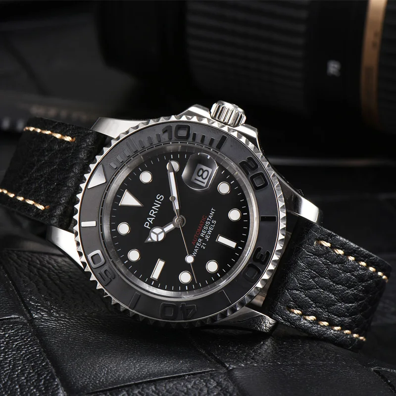 PARNIS механические Автоматические Мужские часы Diver Miyota 8215 браслет из нержавеющей стали мужские часы relojes para automaticos - Цвет: 19