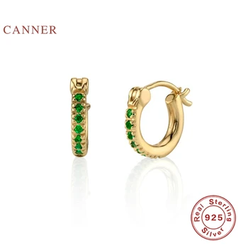 

CANNER Green charm earrings diamonds Hoops 925 Sterling Silver Fashionable Zircon Earrings For Women Jewelry Earrings Pendientes