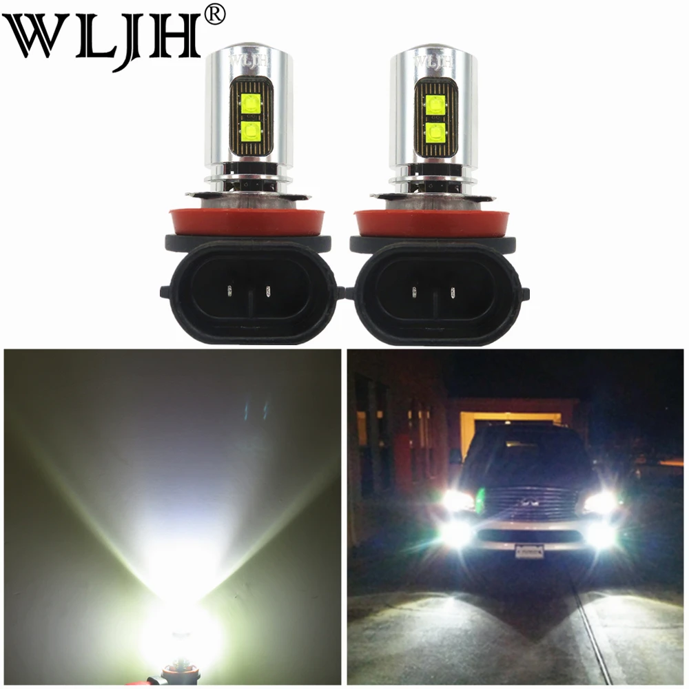 WLJH 2x яркий белый 6000K 800lm H11 H8 светодиодный светильник противотуманная фара для