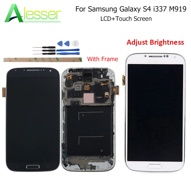 ЖК-дисплей и сенсорный экран Alesser для samsung Galaxy S4 i337 M919 регулировка яркости 5 0 дюйма