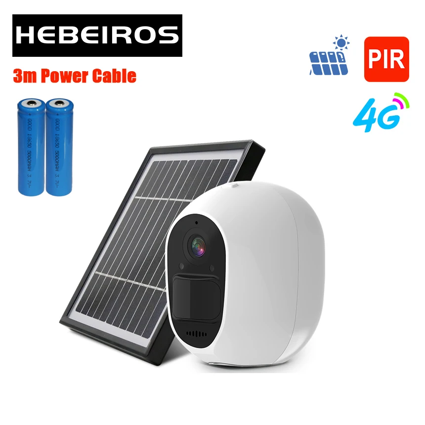 

Hebeiros 4G LTE FDD GSM 1080P Solar Battery IP Camera Auido Indoor Outdoor Waterproof Wireless Security Surveillance CCTV Camera