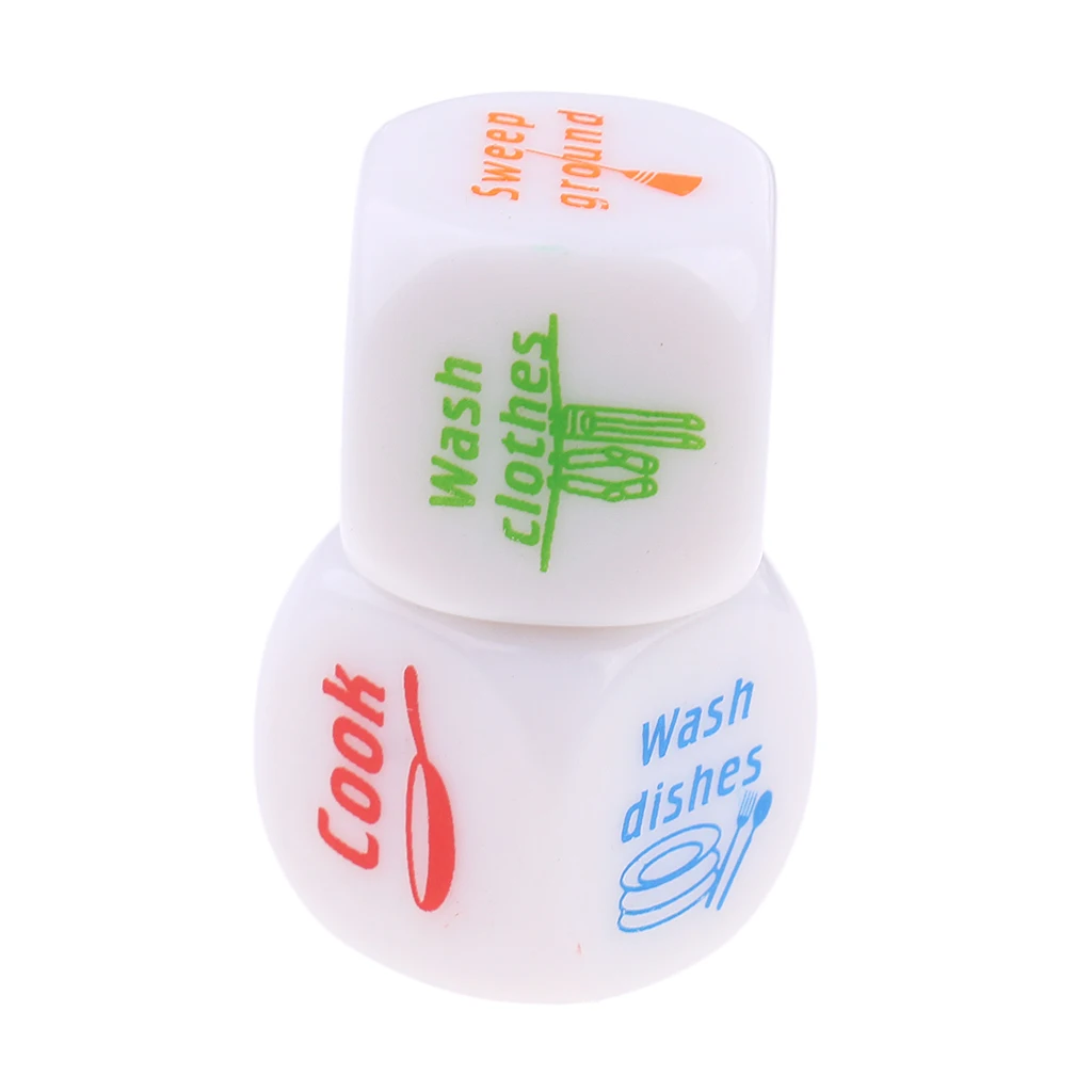 2Pc Six Sided Acrylic D6 Dice Dies for Family Housework Distribution Decider