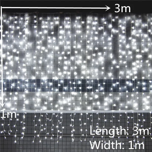 Рождественский светодиодный светильник 3 м X 3 м, гирлянда, занавеска, рождественские украшения для дома, натальный декор, kerst navidad, Новогоднее украшение - Цвет: white 3x1