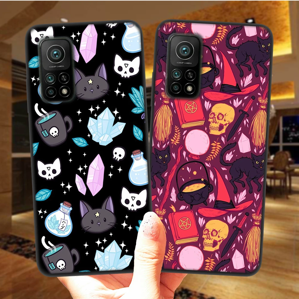 xiaomi leather case custom Herb Witch Supplies Cat Phone Case For Xiaomi Mi 10T Lite 10 Ultra Redmi Note 9S 7 8 9 Note9 Pro 8T Black Soft Silicone Cover phone cases for xiaomi