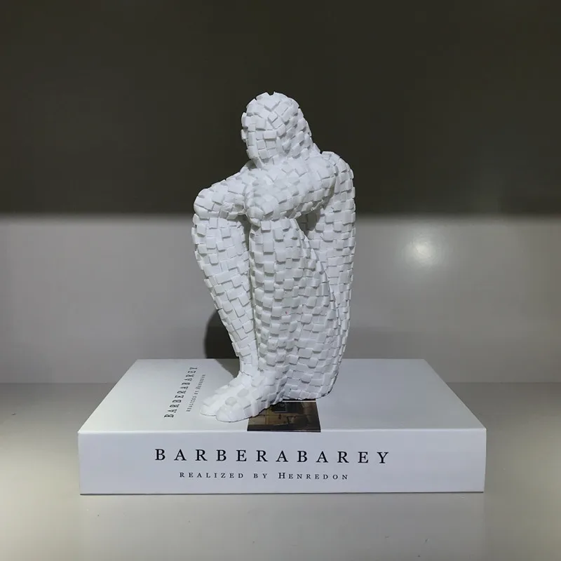 Черная/белая мозаичная фигурка человека, абстрактная мозаичная скульптура человека, скульптура из смолы, искусство и ремесло, украшение для гостиной, офиса R2324