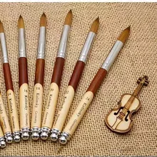  1Pcs Acrylic Nail Brush Oval Crimped Shaped Nail Painting Pen UV Gel Polish Brush Wood Handle Professional Manicure Powder Brush 