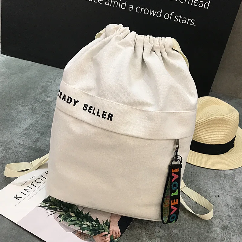 

Micro Drawstring Shoulder Canvas Bag South Korea MORI Series with Drawstring Top Simple Men And Women School Bag Casual Travel B