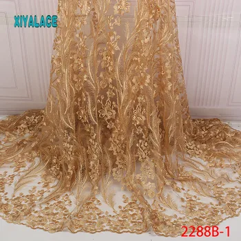 

African lace fabric Beads Lace Fabric 2019 Embroidered Nigerian Net Laces Fabric Bridal High Quality French Tulle YA2288B-1