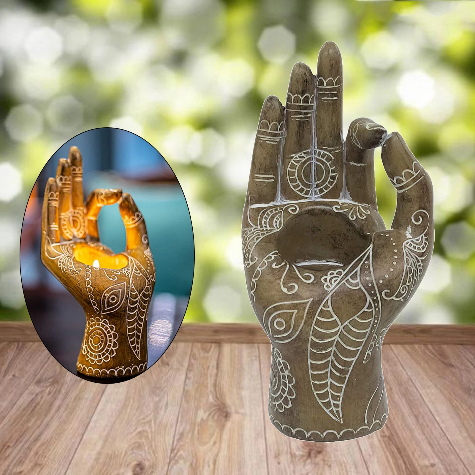 Buddha Candle Holder Mudra Hand Tabletop Tealight Holder Collectible Figurines Meditation Craft Candlestick Home Decor Candle holders
