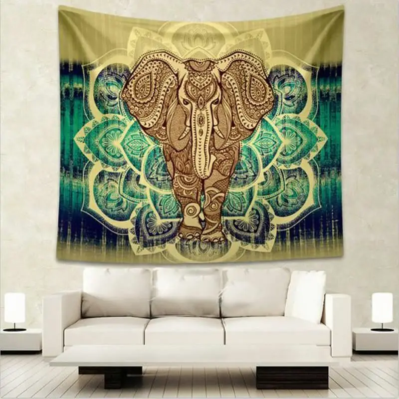 

Elephant Tapestry Colored Printed Decorative Mandala Tapestry Indian Beach Blank