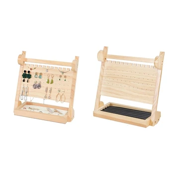 

Jewelry Organizer Wood Basic Storage Box - 3 Tier Jewelry Stand for Necklaces Bracelet Earrings /Ring Tray