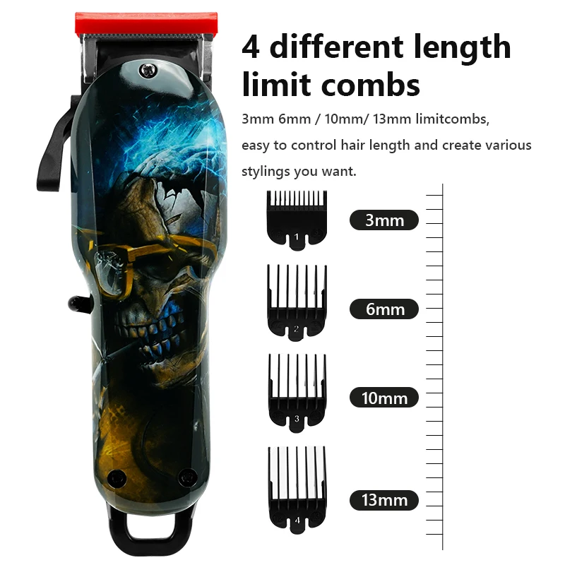 Wireless Salon Hair Clipper Professional Hair Trimmer Men Electric Powerful Motor Barber Cutting Machine Lithium Battery