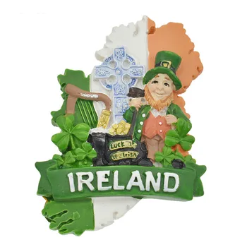 

decoracion hogar Handmade Painted Ireland 3D Resin Magnet Refrigerator Tourism Souvenir Collectibles Gift fridge magnet souvenir