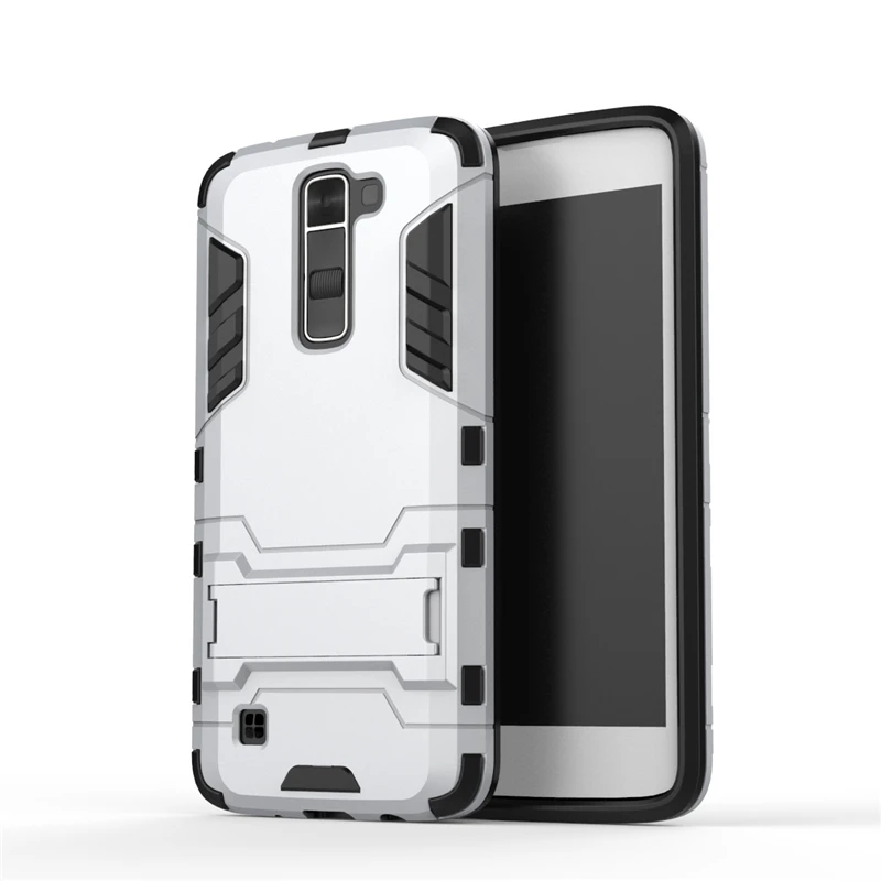 Silver YUHHASHI противоударный жесткий чехол-подставка для LG K7, защитный чехол-накладка для телефона, чехол-бампер для LG K7 - Цвет: Silver