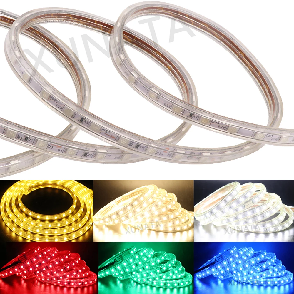 Гибкая СВЕТОДИОДНАЯ лента SMD 5050 220 В 60 светодиодов/м 1 м 5 10 15 20 100 м|led strip 220v|5050 led