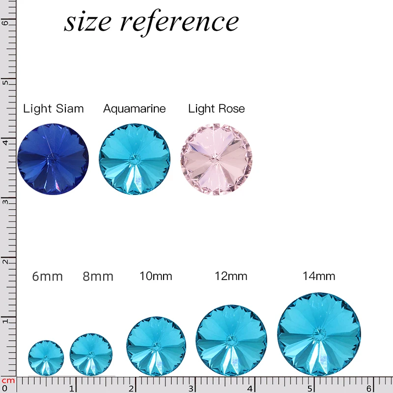 Blue Rose Mixed Round Crystal Glass Rhinestones for Craft and Clothing Decoration